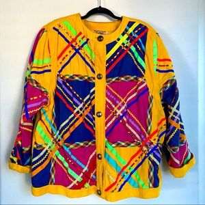 80s Gene Ewing Bis Mixed Media Multi Color Patchwork Jacket